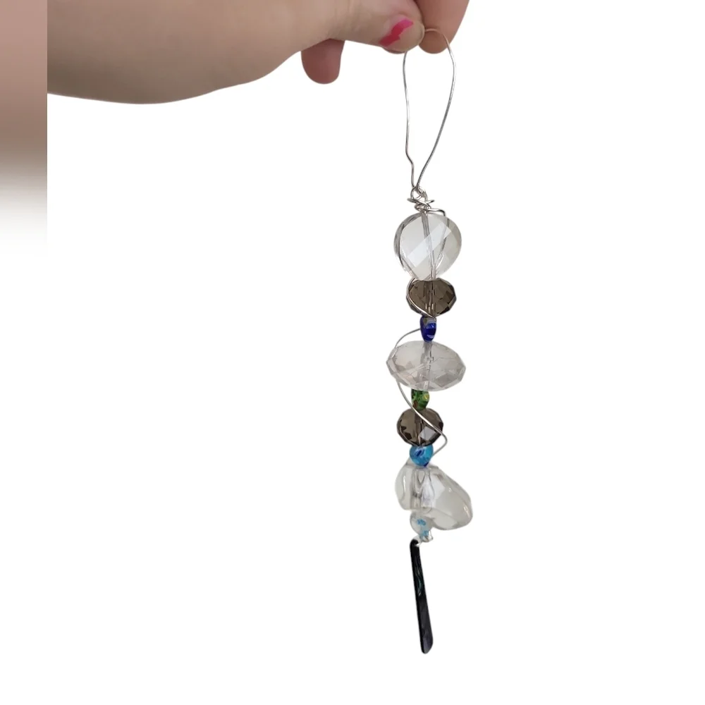 Handmade Glass Bead & Millefiori Heart Suncatcher with Abalone Accent
